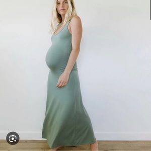 Storq Double Scoop Maternity Dress in Green 1
